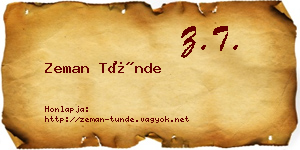 Zeman Tünde névjegykártya